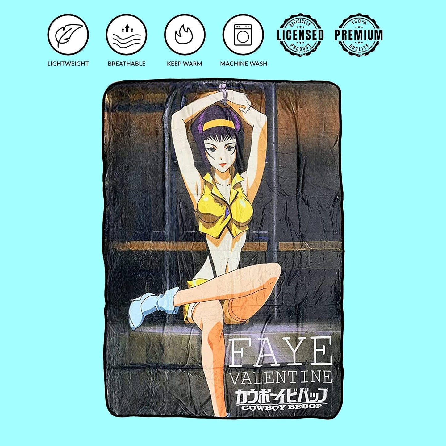Cowboy Bebop Faye Valentine Cuffed Fleece Throw Soft Lightweight Blanket 45x60 Inches - MEGA POP COMICS