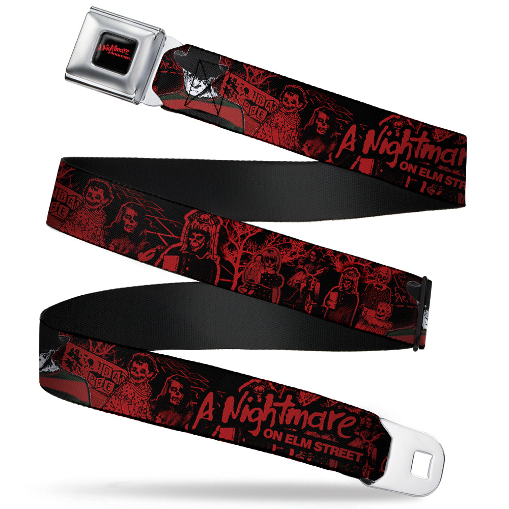 A NIGHTMARE ON ELM STREET Full Color Black/Blood Splatter Reds Seatbelt Belt - A NIGHTMARE ON ELM STREET Freddy Pose/Sketch Black/Red Webbing - MEGA POP COMICS