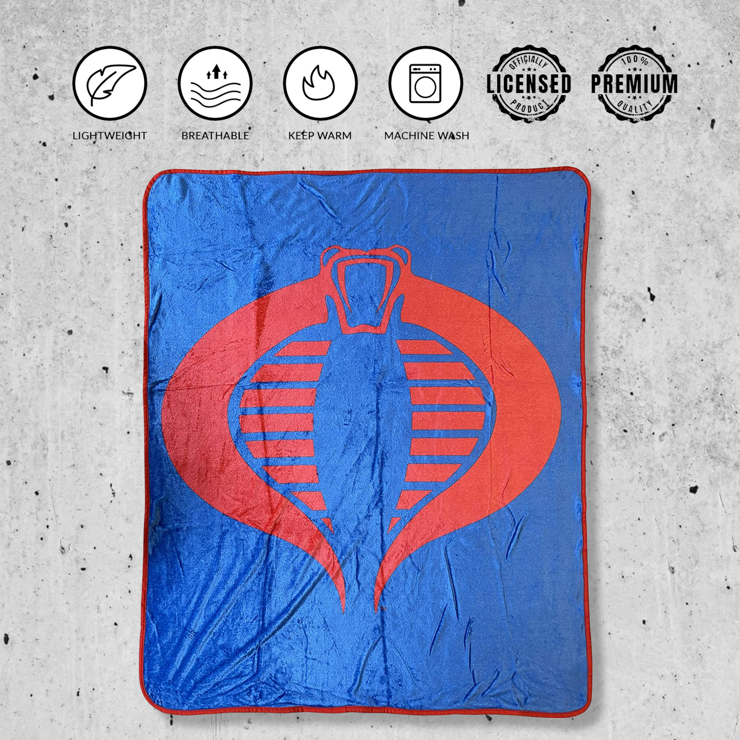 Hasbro G.I. Joe Cobra Symbol Blue 80's Cartoon Throw Blanket - MEGA POP COMICS