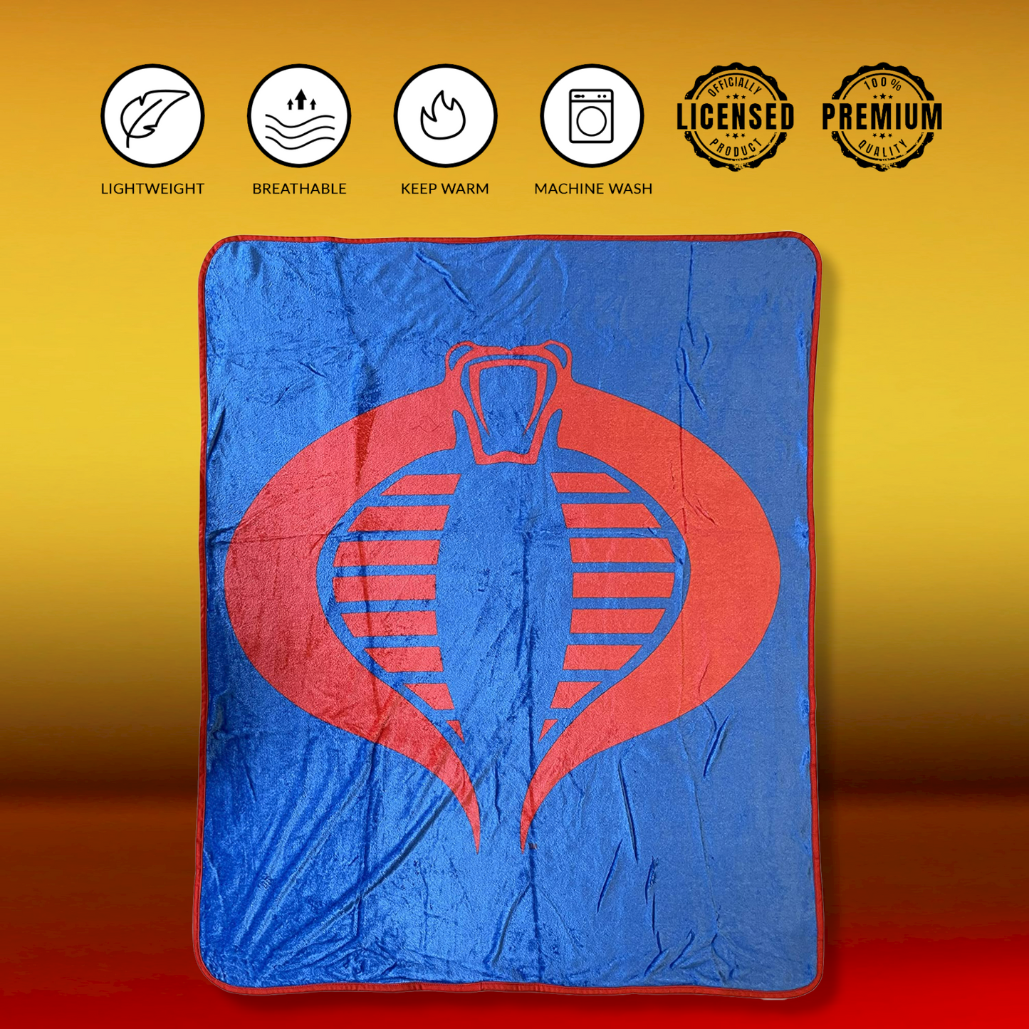 Hasbro G.I. Joe Cobra Symbol Blue 80's Cartoon Throw Blanket - MEGA POP COMICS