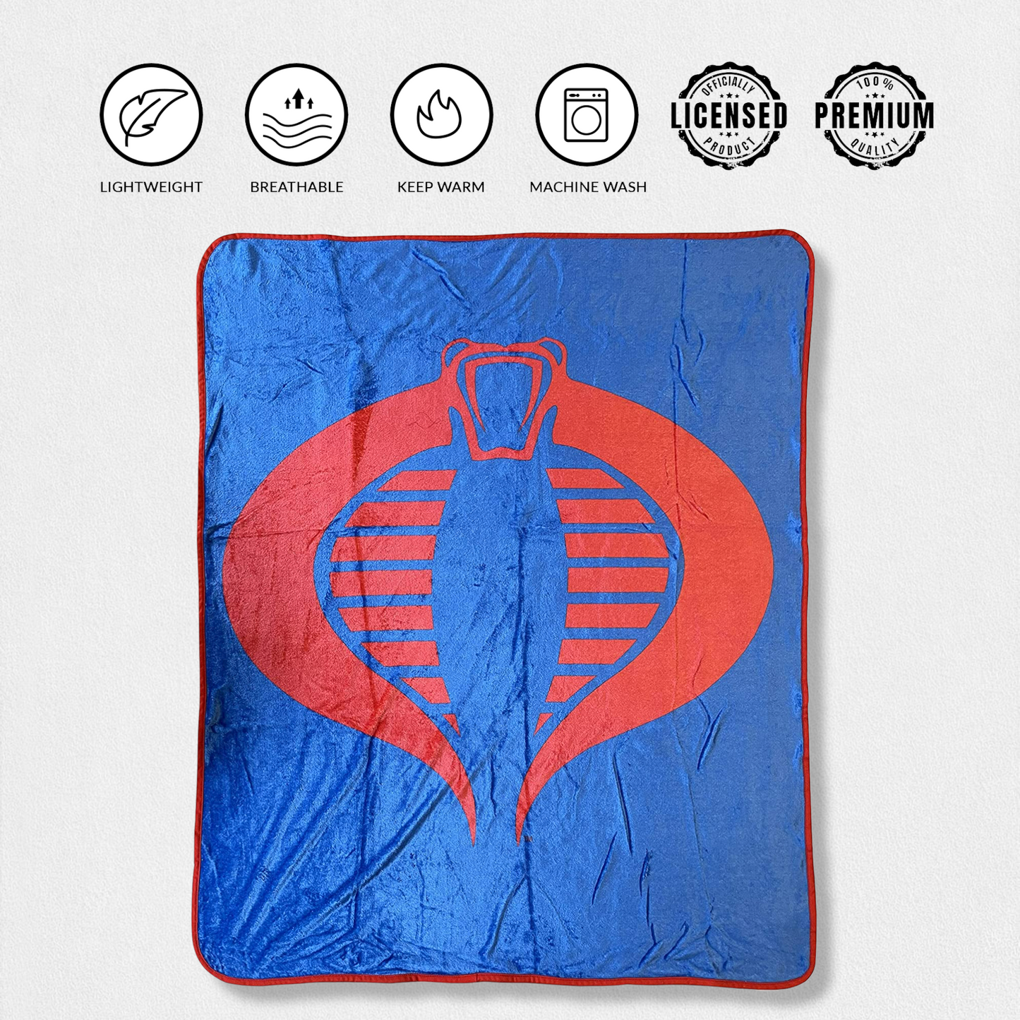 Hasbro G.I. Joe Cobra Symbol Blue 80's Cartoon Throw Blanket - MEGA POP COMICS