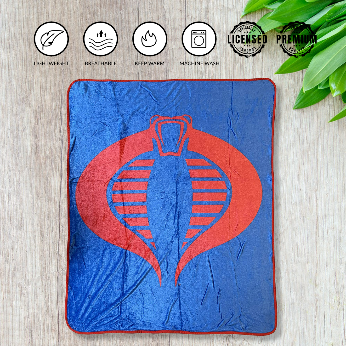 Hasbro G.I. Joe Cobra Symbol Blue 80's Cartoon Throw Blanket - MEGA POP COMICS