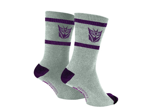 Hasbro Transformers Decepticons Symbol Grey and Purple Crew Socks - MEGA POP COMICS