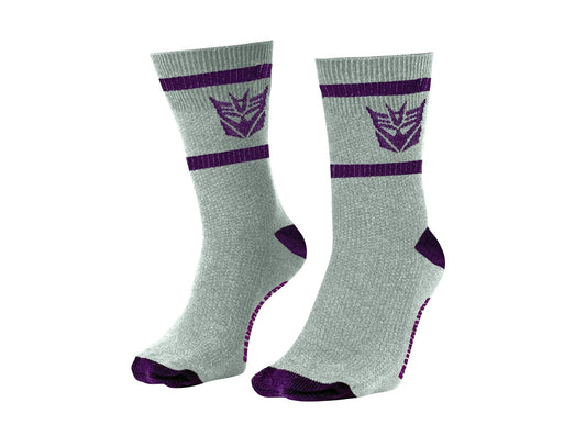 Hasbro Transformers Decepticons Symbol Grey and Purple Crew Socks - MEGA POP COMICS