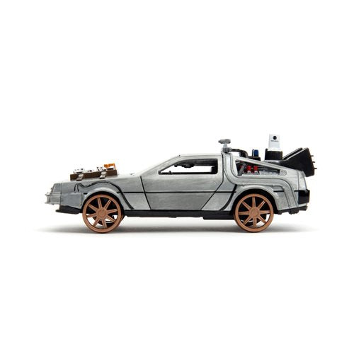 Back to the Future Part III die-cast 1:32 scale "Hollywood Rides" DeLorean Time Machine (railroad) - MEGA POP COMICS