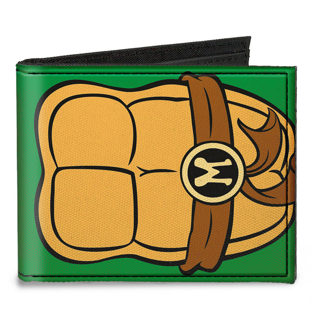 Canvas Bi-Fold Wallet - Classic TMNT Michaelangelo Turtle Shell Greens Browns - MEGA POP COMICS