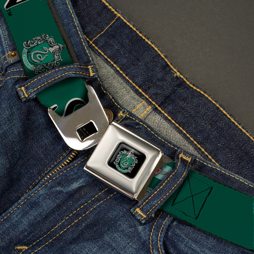 Slytherin Crest Full Color Seatbelt Belt - Harry Potter SLYTHERIN & Crest Green/Black Webbing - MEGA POP COMICS