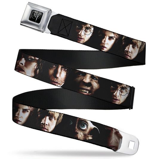 Harry Potter Logo Full Color Black/White Seatbelt Belt - Harry Potter 8-Character Faces CLOSE-UP Webbing - MEGA POP COMICS