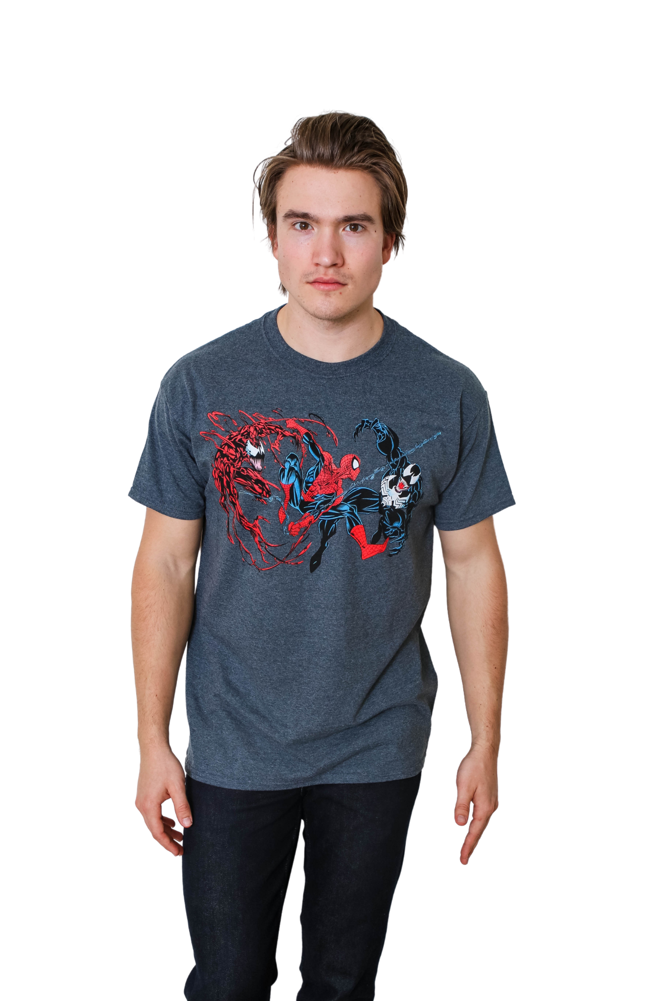 Spider-Man Vs The Symbiotes Marvel Comics Adult T Shirt - MEGA POP COMICS