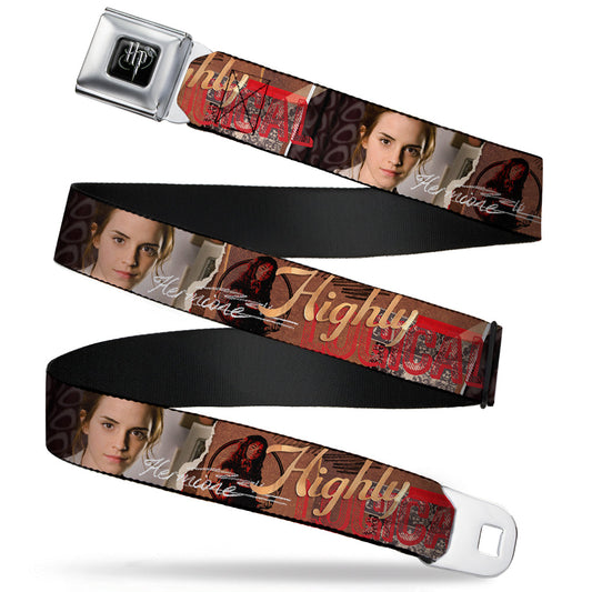 Harry Potter Logo Full Color Black/White Seatbelt Belt - Hermione/Highly Logical Webbing - MEGA POP COMICS