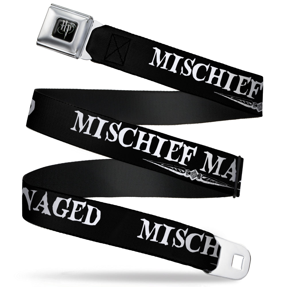 Harry Potter Logo Full Color Black/White Seatbelt Belt - Harry Potter MISCHIEF MANAGED Black/White Webbing - MEGA POP COMICS
