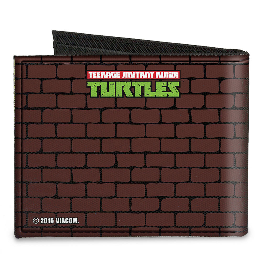 Canvas Bi-Fold Wallet - Rocksteady & Bebop Pose + TMNT Logo Bricks - MEGA POP COMICS