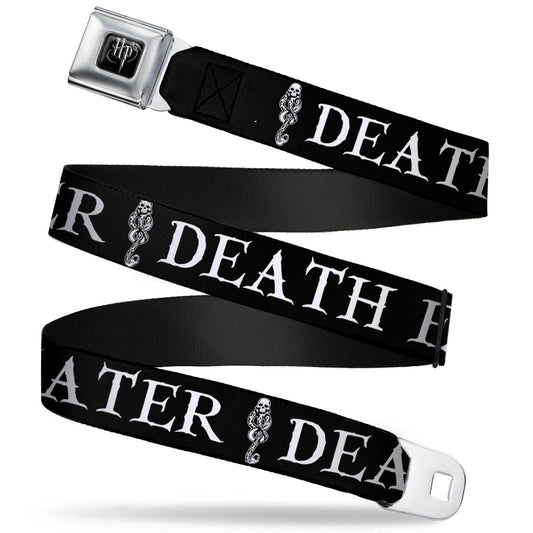 Harry Potter Logo Full Color Black/White Seatbelt Belt - DEATH EATER/Dark Mark Black/White Webbing - MEGA POP COMICS