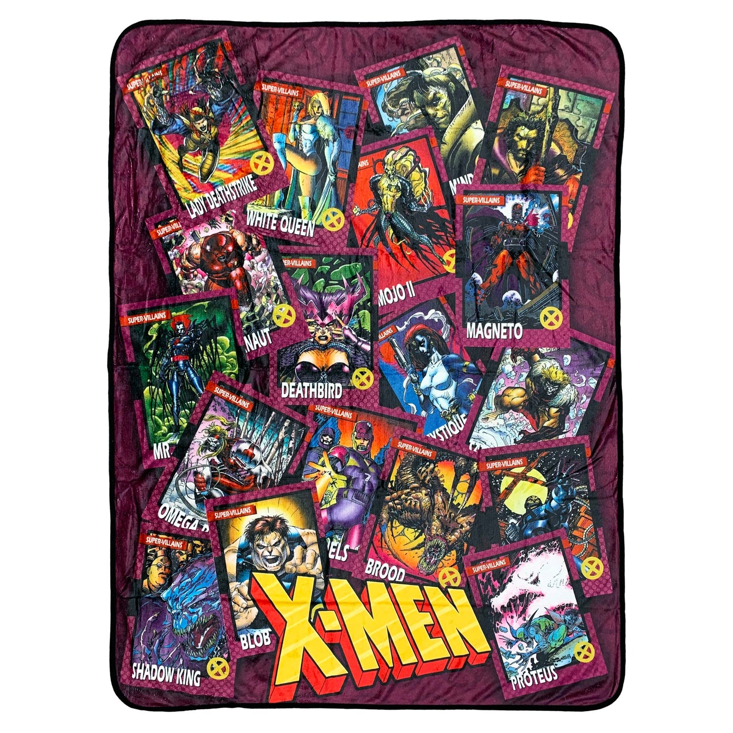 X-Men Trading Cards Villians by Jim Lee Marvel Flannel Throw Super Soft Lightweight Fleece Blanket 45 x 60 Inches - MEGA POP COMICS