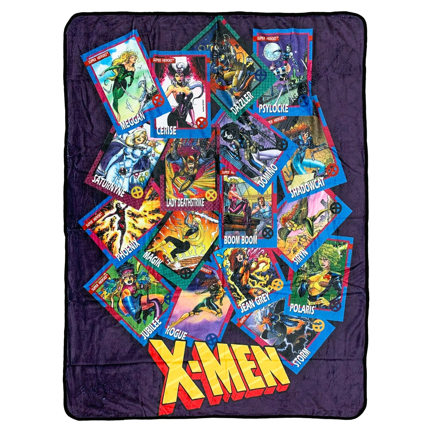 X-Men Trading Cards Super Heroes Ladies by Jim Lee Marvel Flannel Fleece Throw Super Soft Lightweight Fleece Blanket 45 x 60 Inches - MEGA POP COMICS