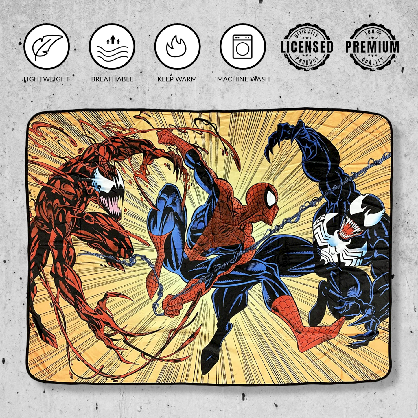 Spider-Man Maximum Carnage And Venom Marvel Fleece Throw Blanket 45in. By 60in. - MEGA POP COMICS