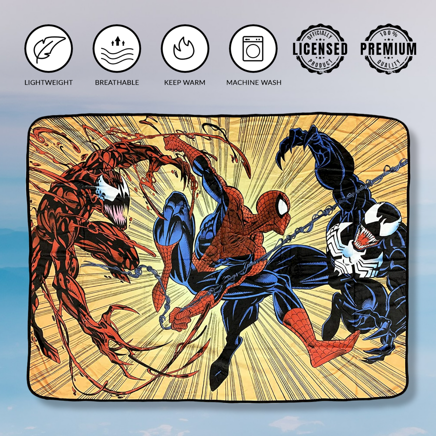 Spider-Man Maximum Carnage And Venom Marvel Fleece Throw Blanket 45in. By 60in. - MEGA POP COMICS