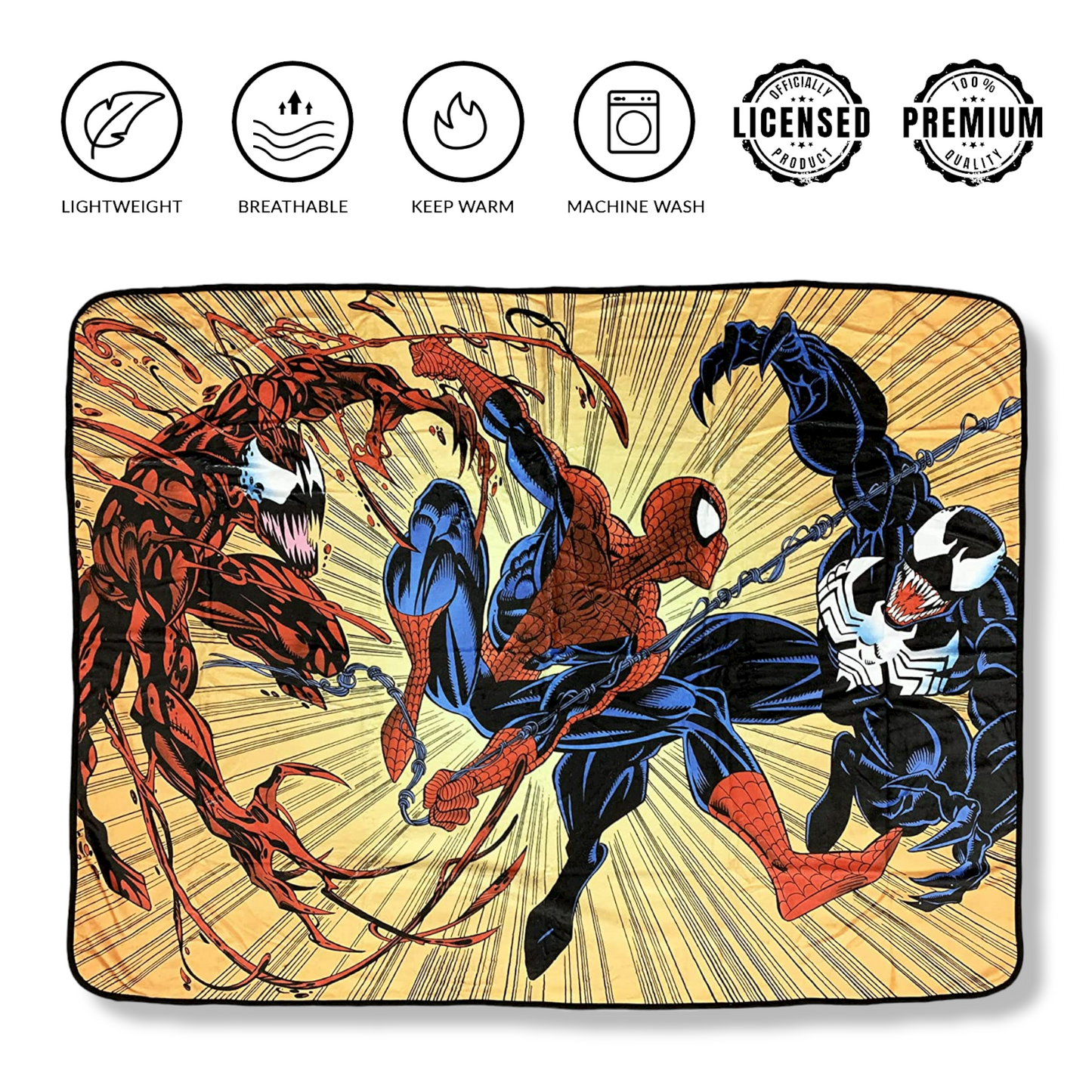 Spider-Man Maximum Carnage And Venom Marvel Fleece Throw Blanket 45in. By 60in. - MEGA POP COMICS