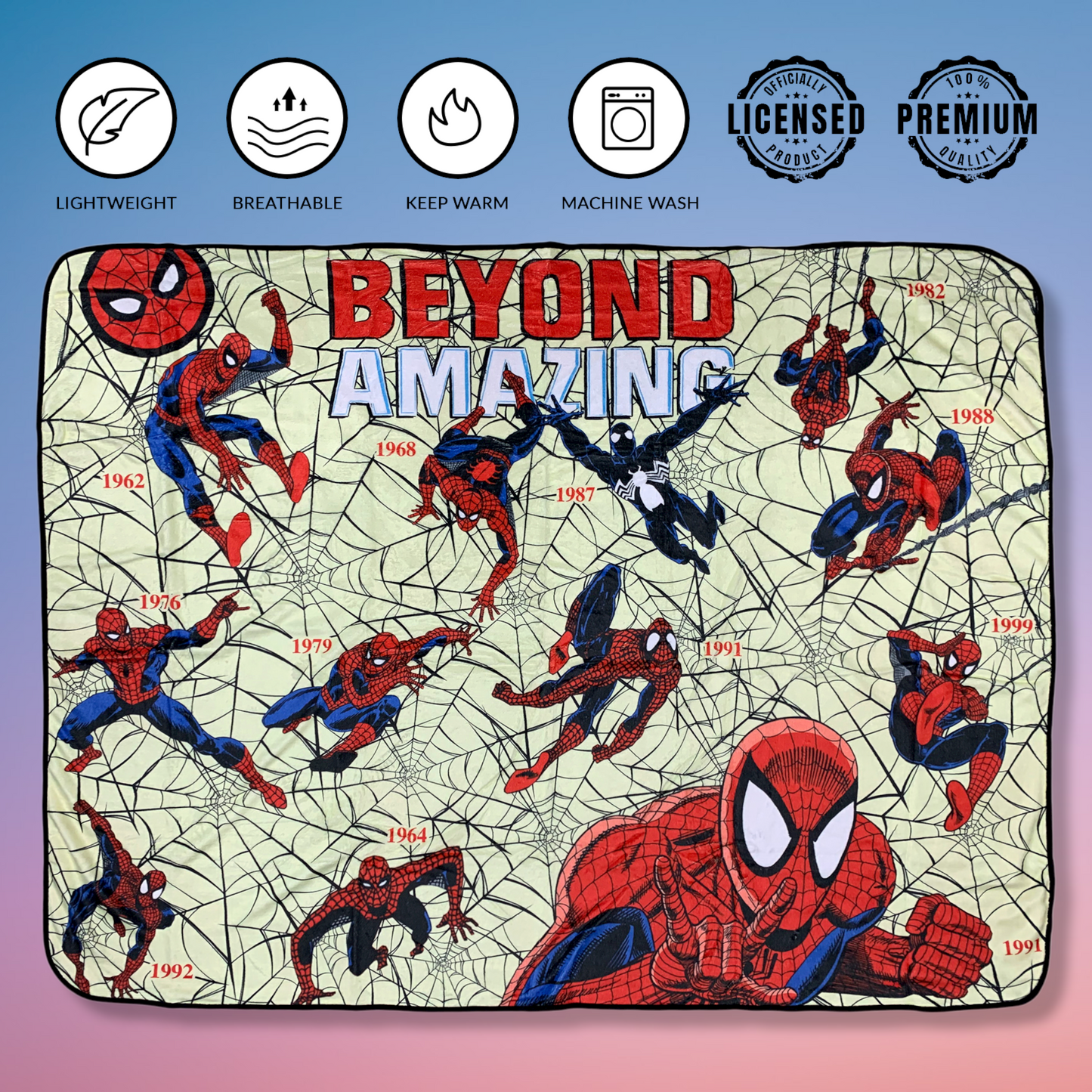 Spider-Man Beyond Amazing 60th Marvel Flannel Throw Super Soft Fleece Blanket 45x60in - MEGA POP COMICS
