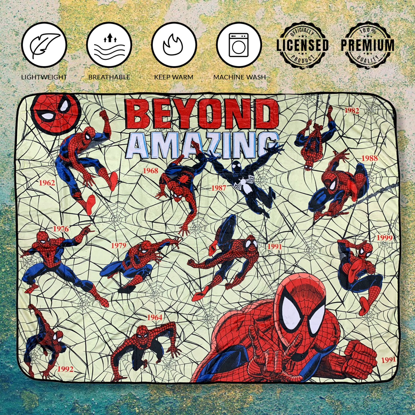 Spider-Man Beyond Amazing 60th Marvel Flannel Throw Super Soft Fleece Blanket 45x60in - MEGA POP COMICS
