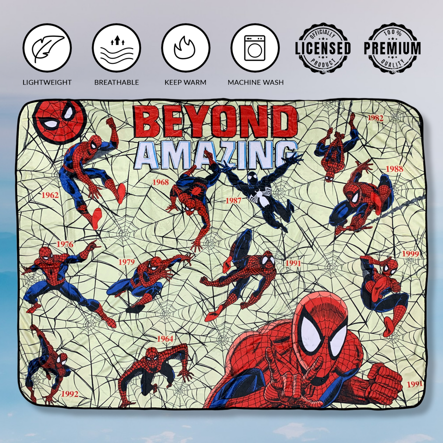 Spider-Man Beyond Amazing 60th Marvel Flannel Throw Super Soft Fleece Blanket 45x60in - MEGA POP COMICS