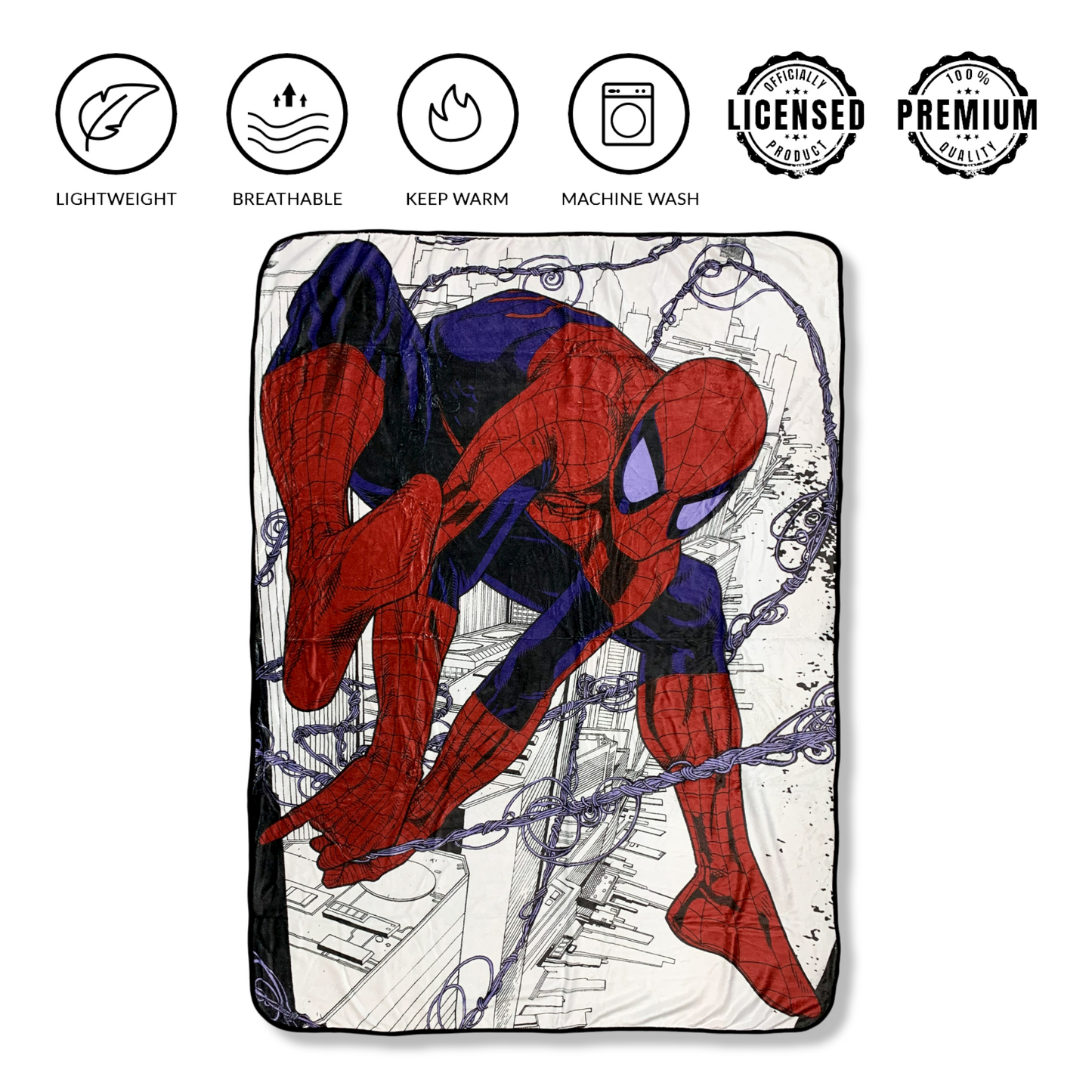 Spider-Man Webslinger Marvel Flannel Fleece Throw Super Soft Lightweight Fleece Blanket 45x60in - MEGA POP COMICS