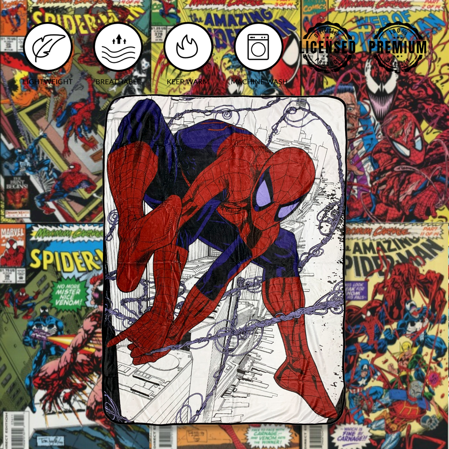 Spider-Man Webslinger Marvel Flannel Fleece Throw Super Soft Lightweight Fleece Blanket 45x60in - MEGA POP COMICS