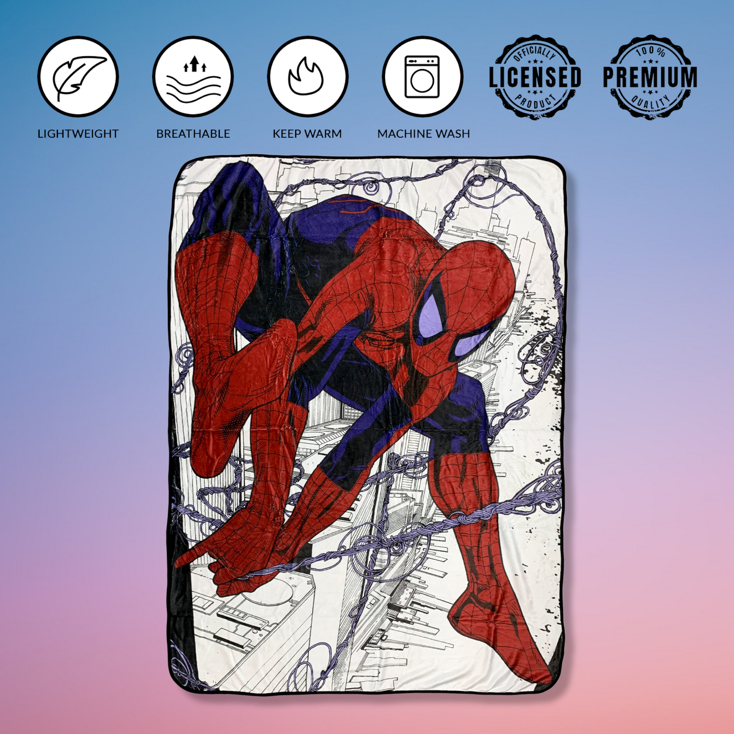 Spider-Man Webslinger Marvel Flannel Fleece Throw Super Soft Lightweight Fleece Blanket 45x60in - MEGA POP COMICS