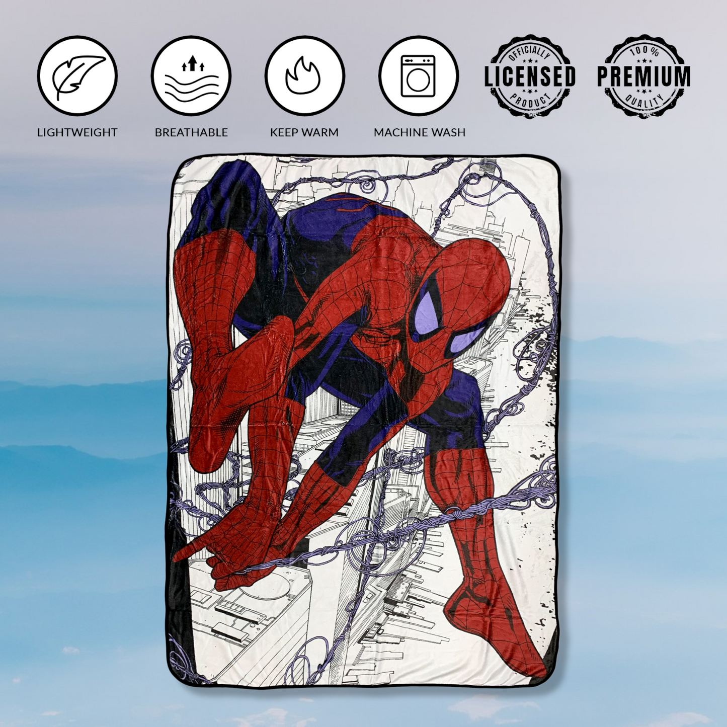 Spider-Man Webslinger Marvel Flannel Fleece Throw Super Soft Lightweight Fleece Blanket 45x60in - MEGA POP COMICS