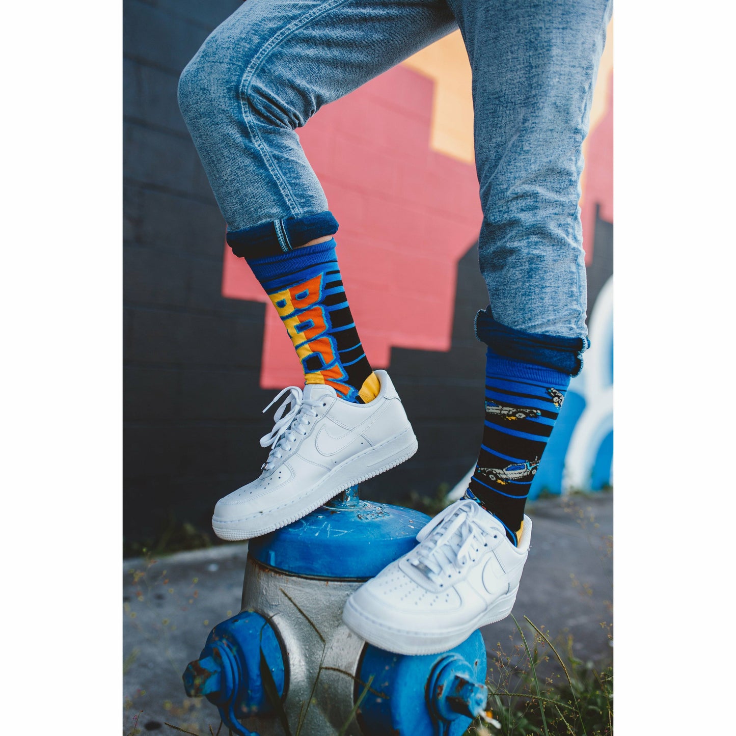 Back to the Future "88 MPH" Men's Crew Straight Down Knit Mix-Match Socks (Size 6-13) - MEGA POP COMICS