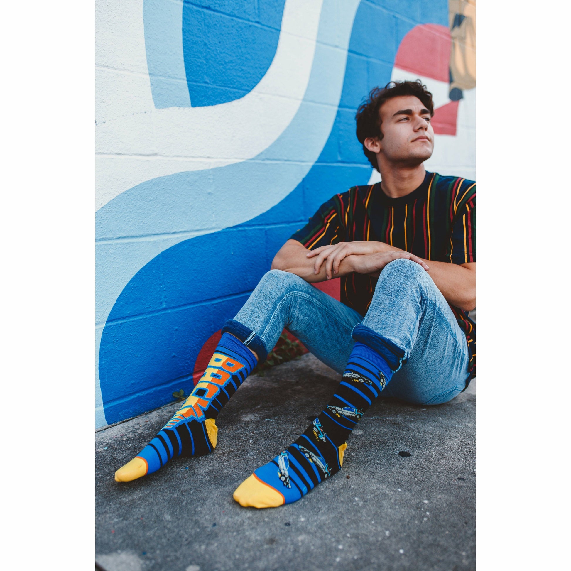 Back to the Future "88 MPH" Men's Crew Straight Down Knit Mix-Match Socks (Size 6-13) - MEGA POP COMICS