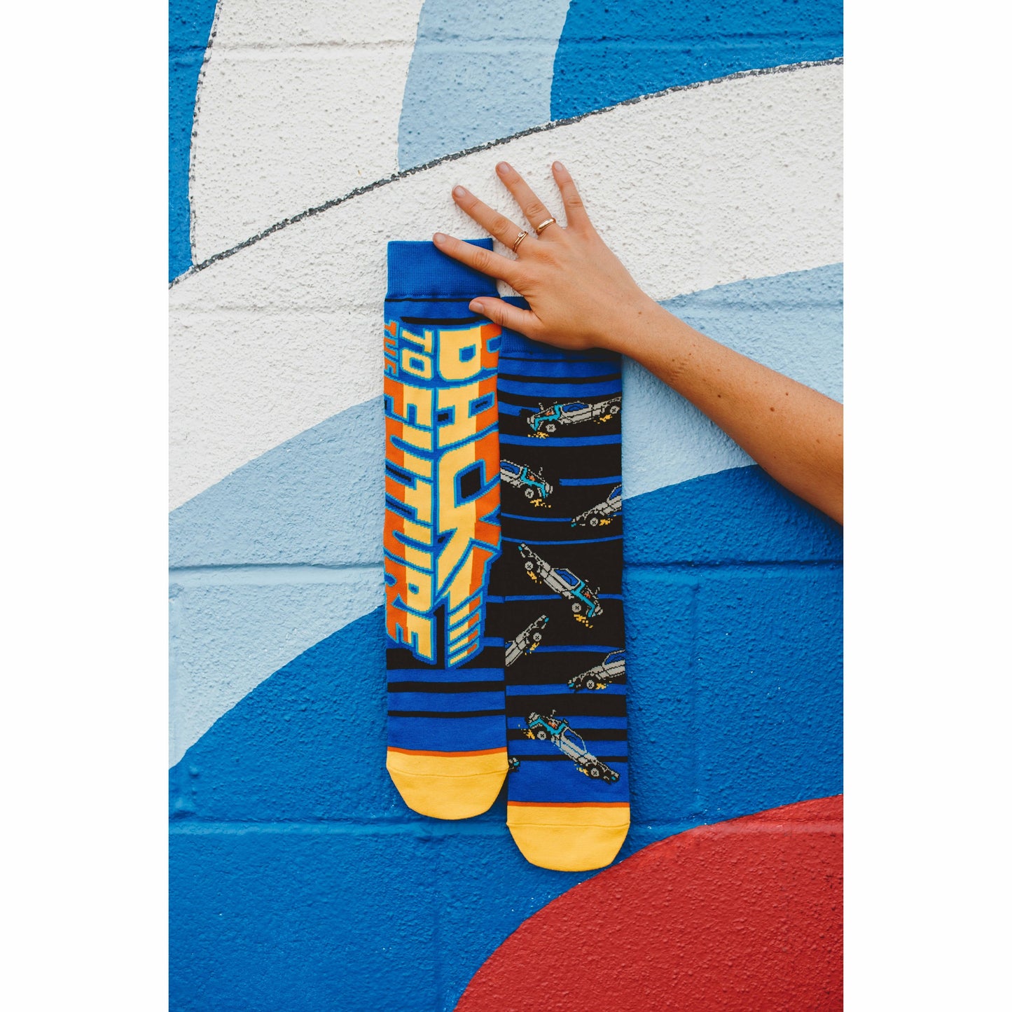 Back to the Future "88 MPH" Men's Crew Straight Down Knit Mix-Match Socks (Size 6-13) - MEGA POP COMICS