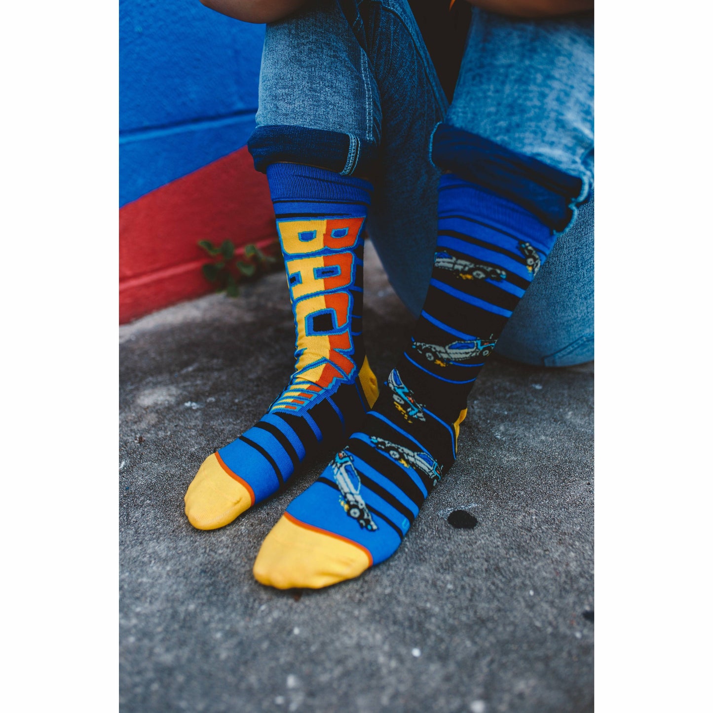 Back to the Future "88 MPH" Men's Crew Straight Down Knit Mix-Match Socks (Size 6-13) - MEGA POP COMICS