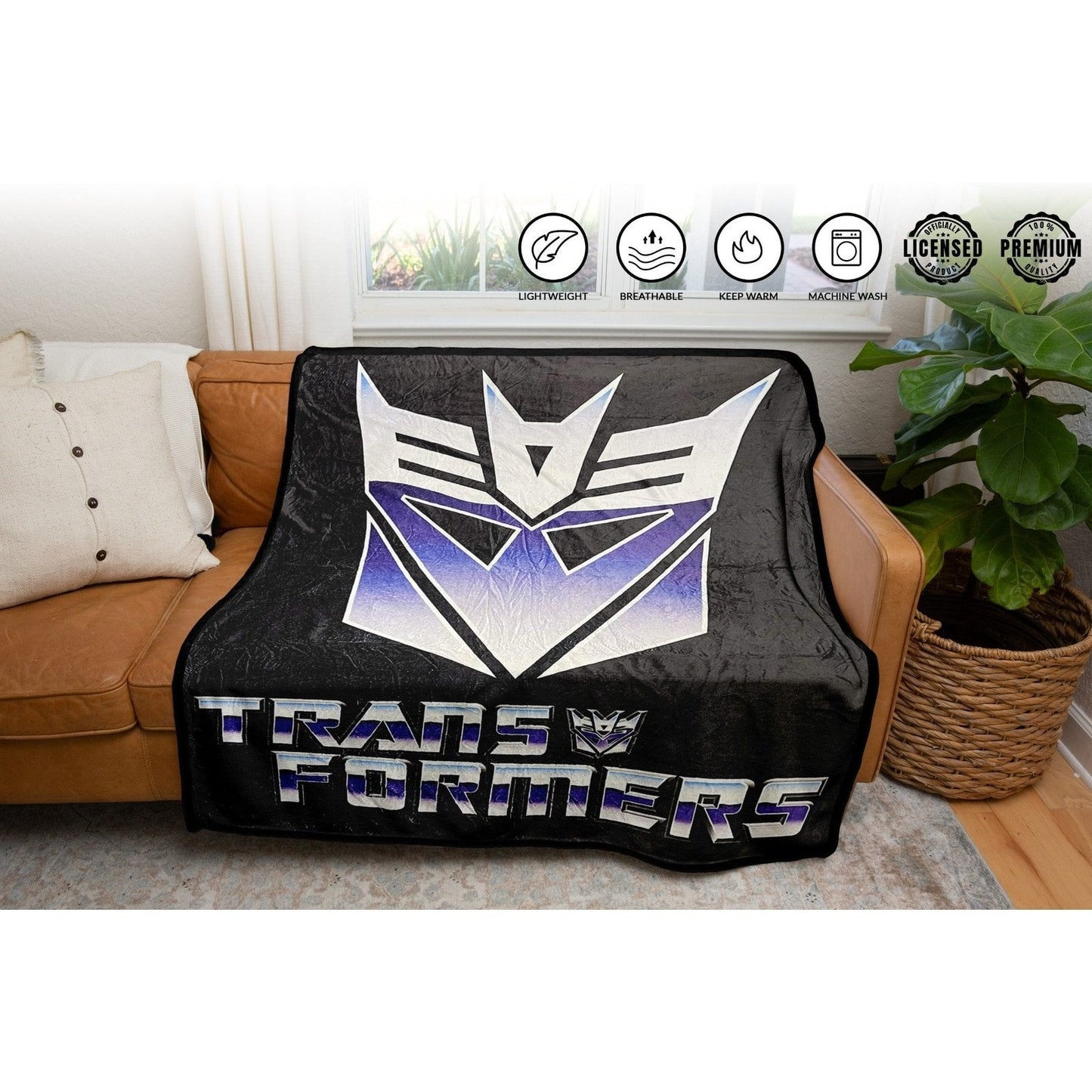 Hasbro Transformers Decepticon Symbol 80's Cartoon Fleece Throw Blanket - MEGA POP COMICS