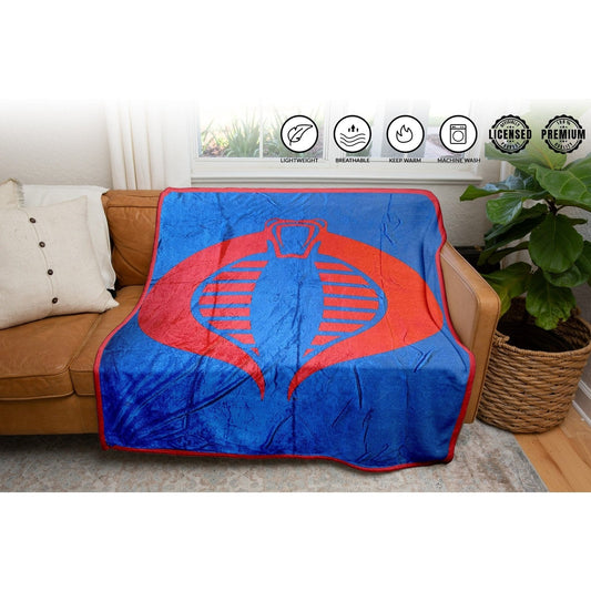 Hasbro G.I. Joe Cobra Symbol Blue 80's Cartoon Throw Blanket - MEGA POP COMICS