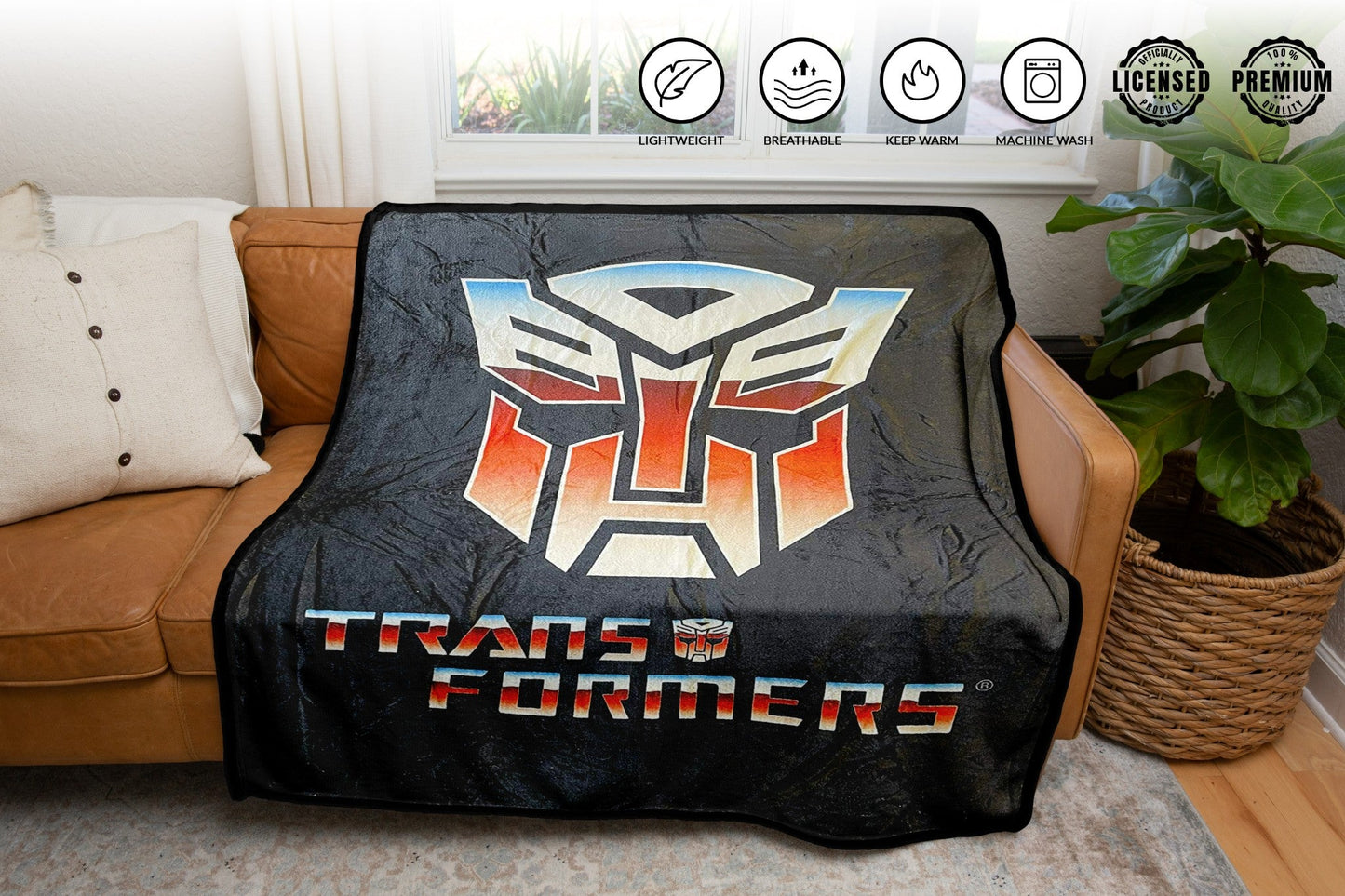 Hasbro Transformers Autobot Symbol 80's Cartoon Throw Blanket - MEGA POP COMICS