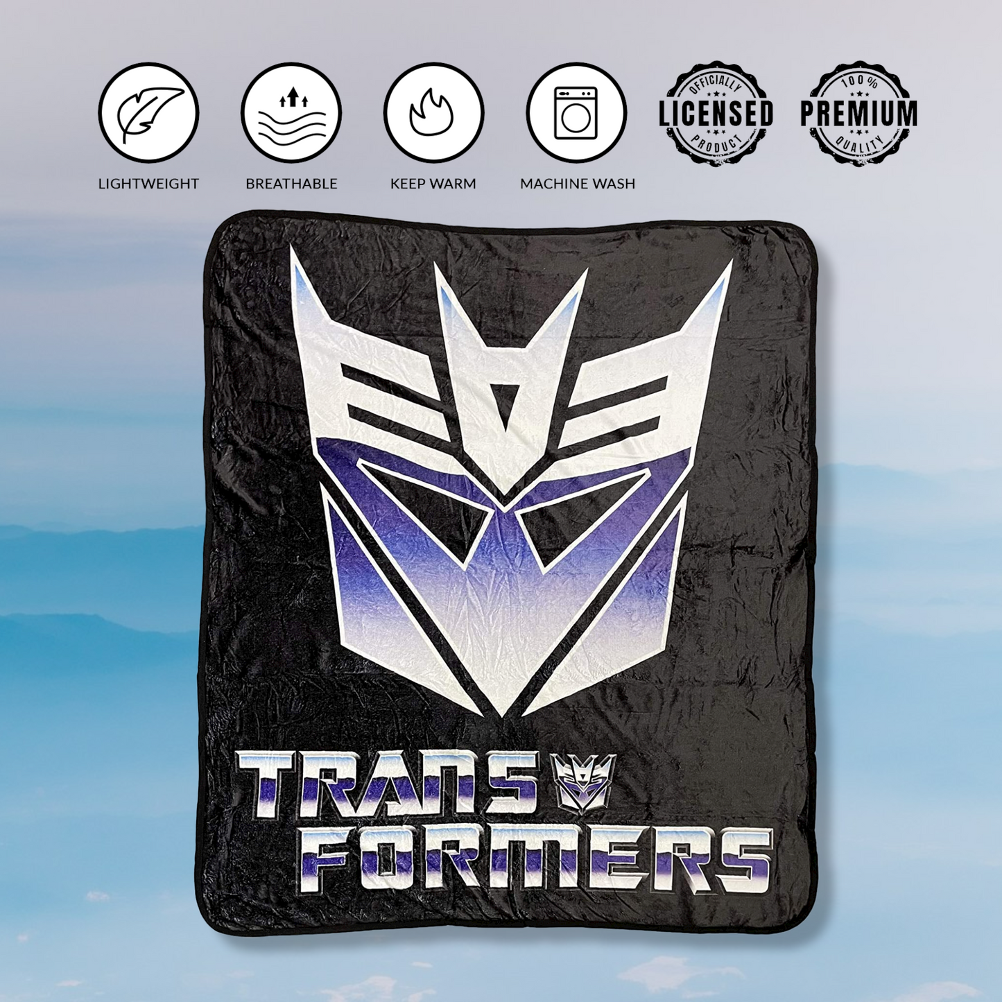 Hasbro Transformers Decepticon Symbol 80's Cartoon Fleece Throw Blanket - MEGA POP COMICS