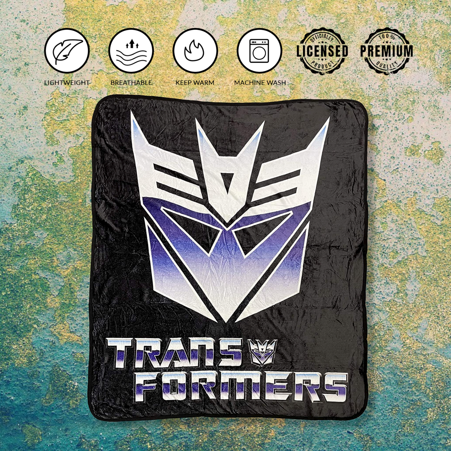 Hasbro Transformers Decepticon Symbol 80's Cartoon Fleece Throw Blanket - MEGA POP COMICS