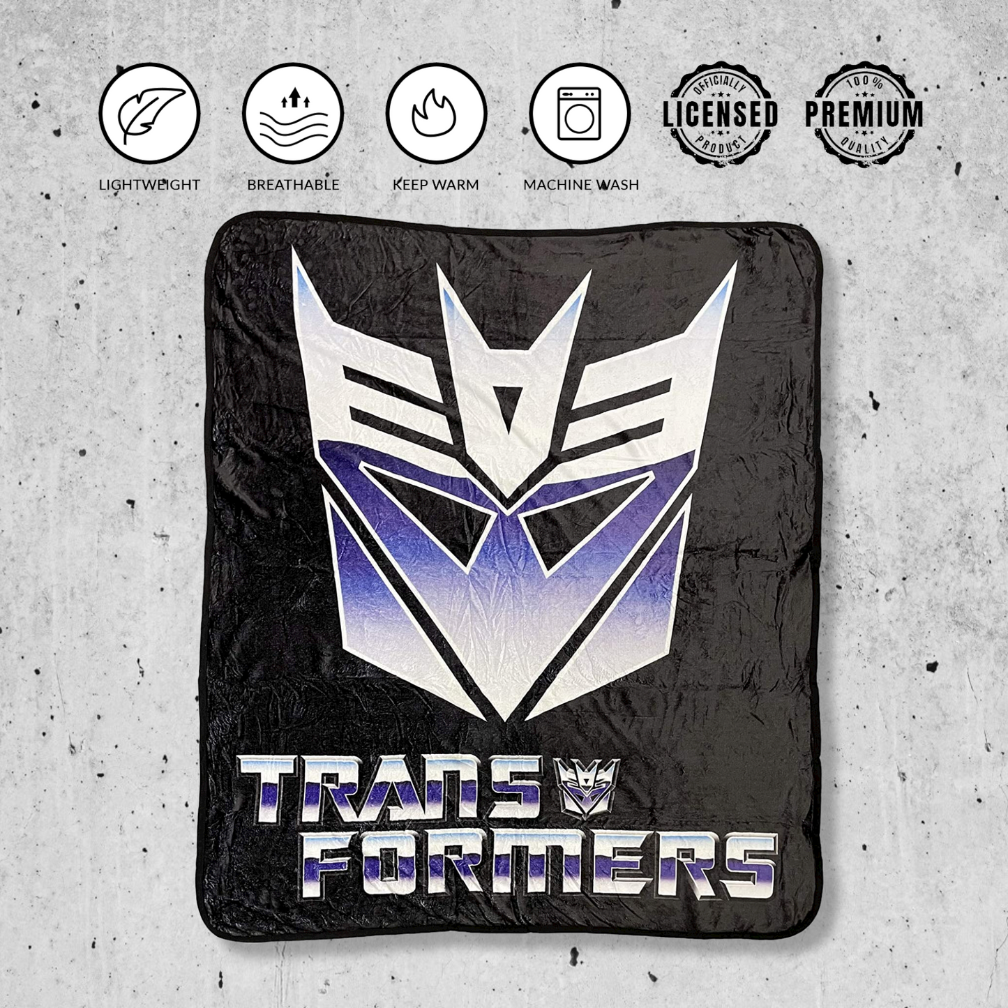 Hasbro Transformers Decepticon Symbol 80's Cartoon Fleece Throw Blanket - MEGA POP COMICS