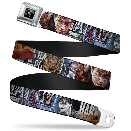 Harry Potter Logo Full Color Black/White Seatbelt Belt - Harry Potter Reward/Quidditch Ball Webbing - MEGA POP COMICS