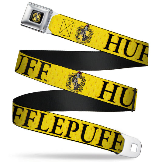 Hufflepuff Crest Full Color Seatbelt Belt - Harry Potter HUFFLEPUFF & Crest Yellow/Black Webbing - MEGA POP COMICS