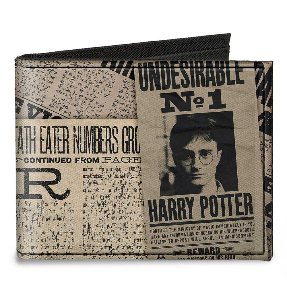 Canvas Bi-Fold Wallet - Harry Potter Newspaper Headlines UNDESIRABLE NO 1 - MEGA POP COMICS