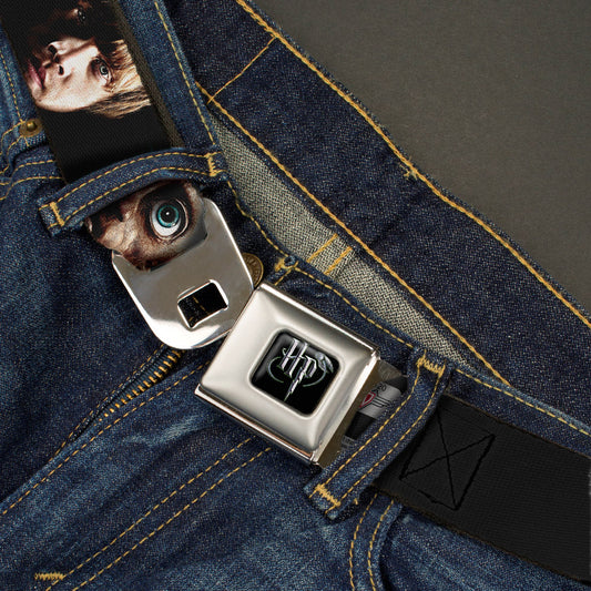 Harry Potter Logo Full Color Black/White Seatbelt Belt - Harry Potter 8-Character Faces CLOSE-UP Webbing - MEGA POP COMICS