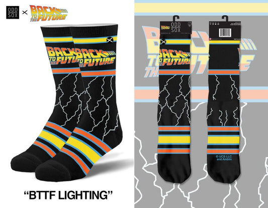 Back to the Future "Lightning" Men's Crew Straight Down Knit Socks (Size 8-12) - MEGA POP COMICS 