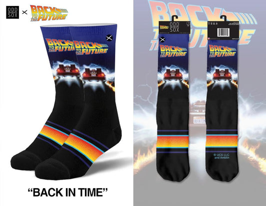 Back to the Future "Back in Time" Men's Crew Straight Down Sublimation Socks (Size 8-12) - MEGA POP COMICS 