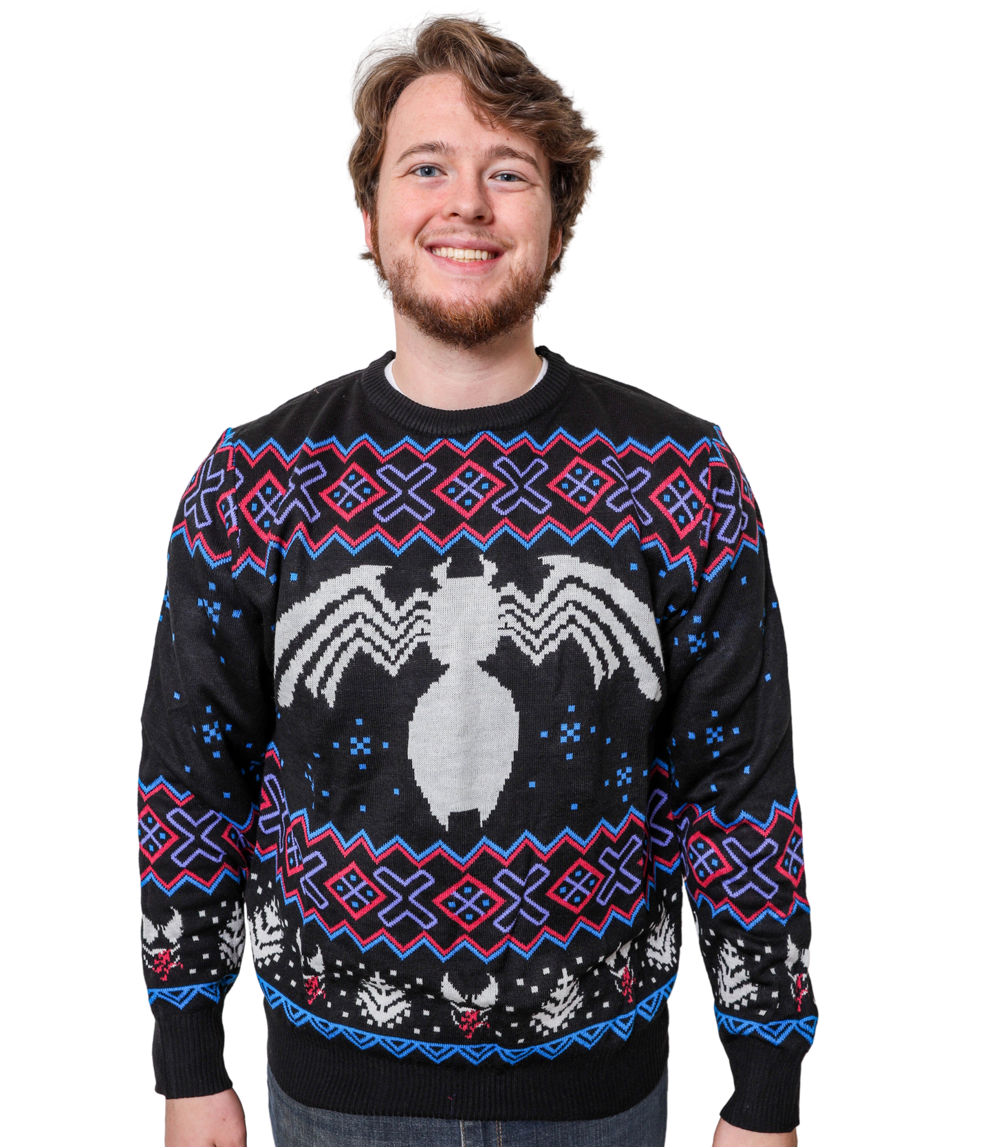 Marvel Venom Symbol Offcially Licesned Adult Holiday Ugly Christmas Sweater - MEGA POP COMICS 