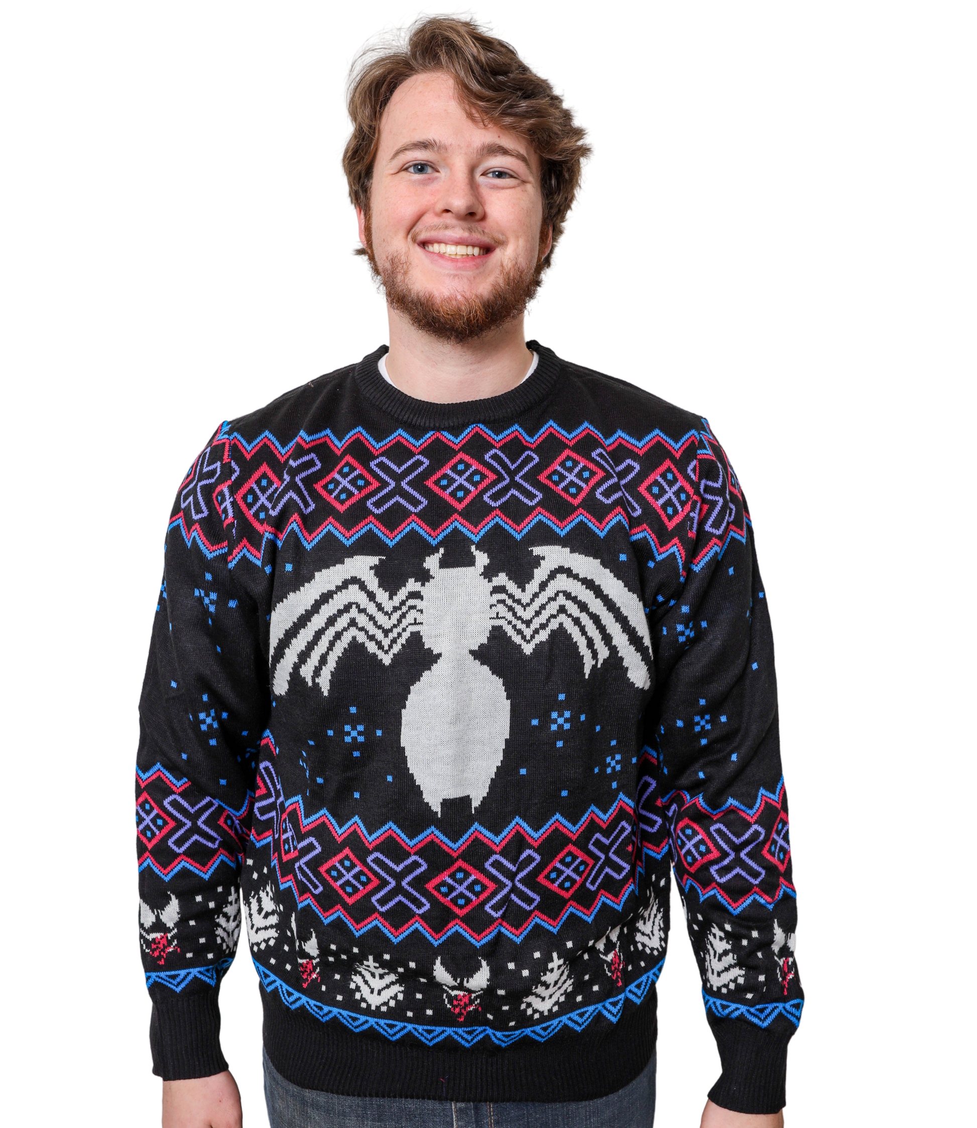 Marvel Venom Symbol Offcially Licesned Adult Holiday Ugly Christmas Sweater - MEGA POP COMICS 