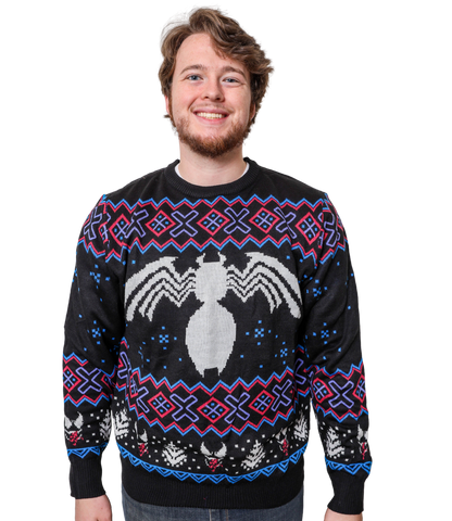 Marvel Venom Symbol Offcially Licesned Adult Holiday Ugly Christmas Sweater - MEGA POP COMICS 