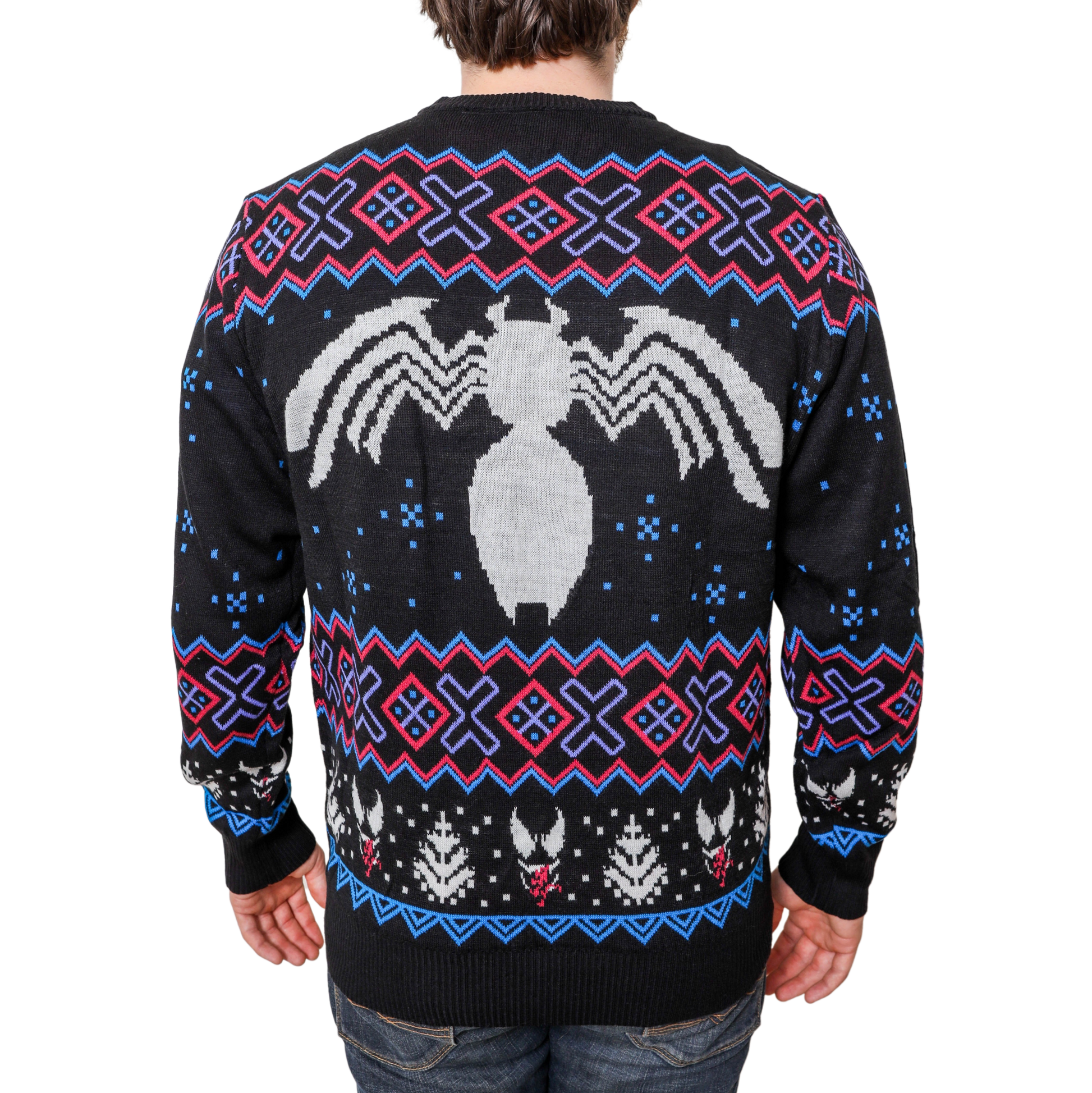 Marvel Venom Symbol Offcially Licesned Adult Holiday Ugly Christmas Sweater - MEGA POP COMICS 