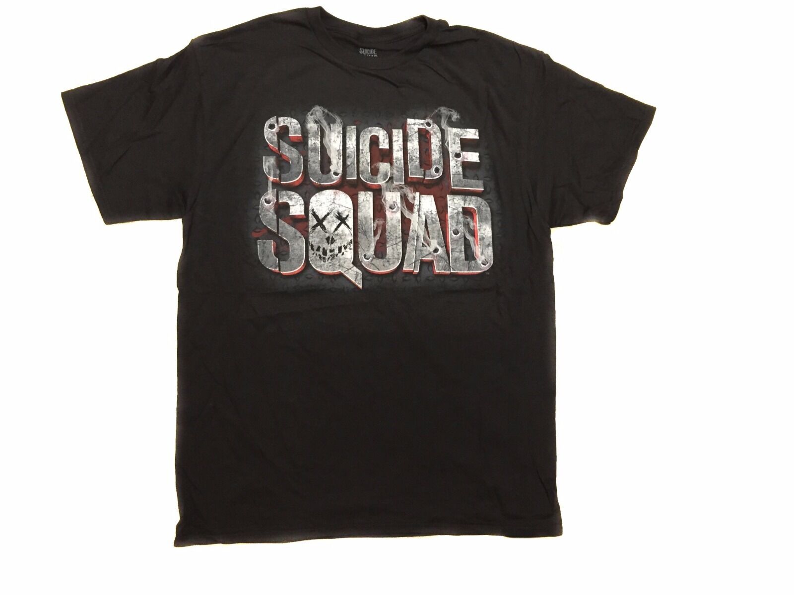 Suicide Squad Logo Smoke Holes DC Comics Adult T-Shirt - MEGA POP COMICS 